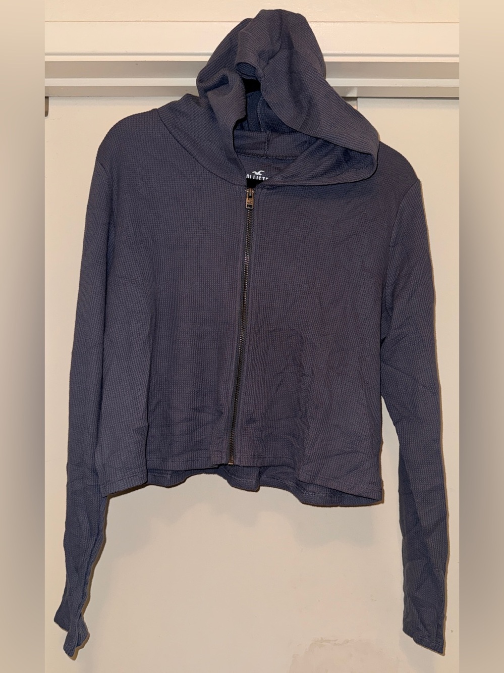 Hollister Dark Navy Waffle Zip Hoodie